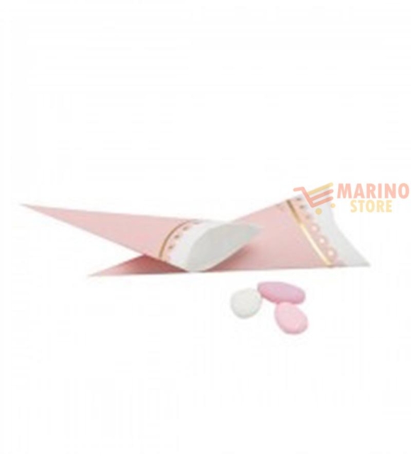 Immagine 0 di Coni in Carta di Stampa Rosa e Oro 8x17 cm 10 pezzi