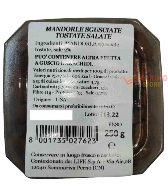 Immagine 2 di Mandorle sgusciate tostate salate 250 gr Life