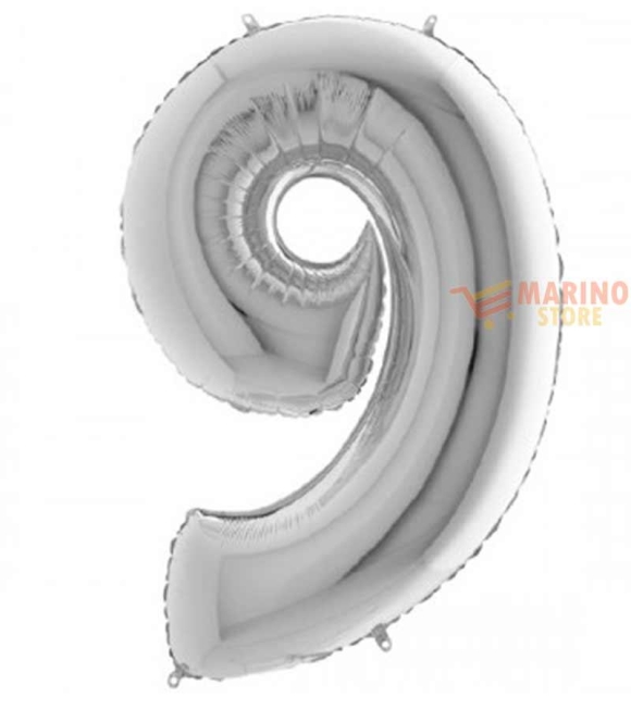 Immagine 0 di Palloncino Argento Mini numero 9 in mylar da 35 cm - 1 pz