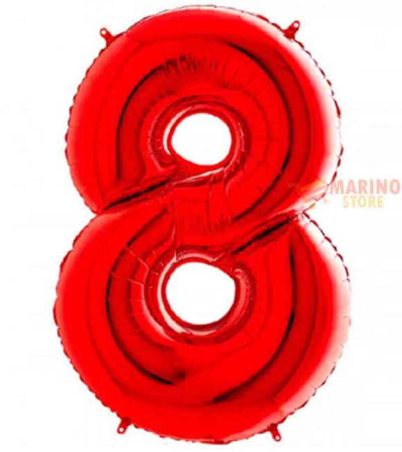 Immagine 0 di Palloncino Rosso Mega numerone 8 in mylar da 101 cm - 1 pz