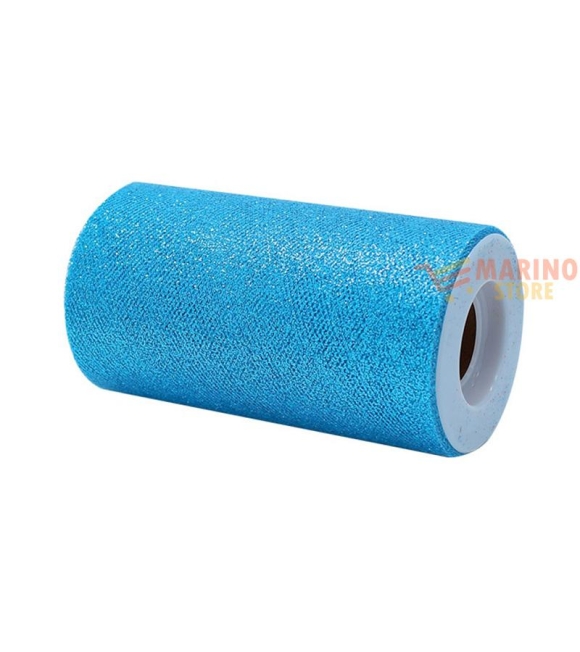 Immagine 0 di Rotolo Tulle Colore Azzurro con Glitter 25 x 12,5 m