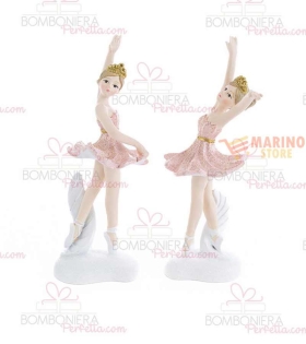 Bomboniera Ballerina resina rosa 7 x 7 x h 18 cm