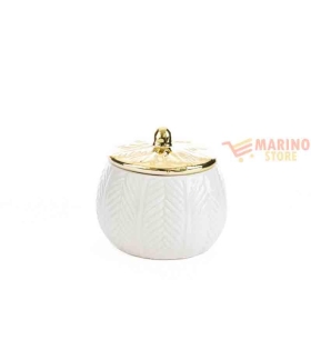 Bomboniera scatola porcellana Bianco/Oro 7 X h 8 cm
