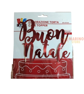 Cake Topper Italic cm 20 x 21 Buon Natale rosso