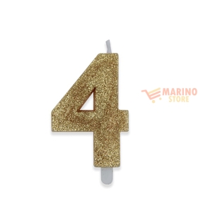 Candeline sweety 9 cm numero 4 glitter oro