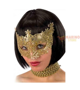 Maschera in plastica c/glitter oro