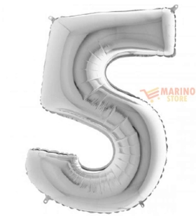 Palloncino Argento Mini numero 5 in mylar da 35 cm - 1 pz