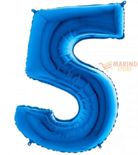 Palloncino Blu Mini numero 5 in mylar da 35 cm