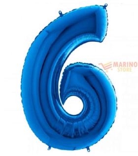 Palloncino Blu Mini numero 6 in mylar da 35 cm