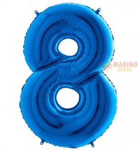 Palloncino Blu Mini numero 8  in mylar da 35 cm