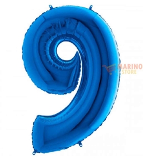 Palloncino Blu Mini numero 9  in mylar da 35 cm