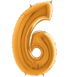 Palloncino Oro numero 6 in mylar da 35 cm