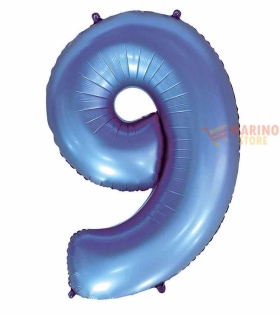 Palloncino Satin Velevet Periwinkle (tonalità di blu) Mega numerone 9 in mylar da 101 cm - 1 pz