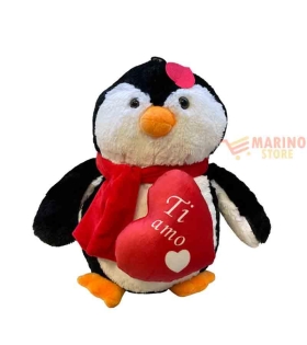 Peluche pinguino 35 cm con cuore rosso ti amo