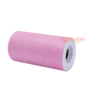 Rotolo Tulle Colore Rosa Scuro Glitter 25 x 12,5 m